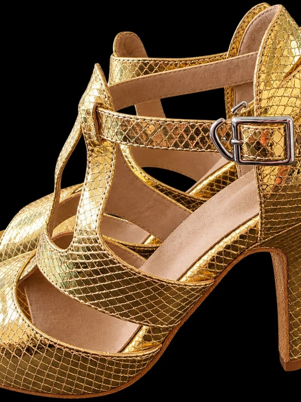 Latin Dance Shoes, Gold Metallic